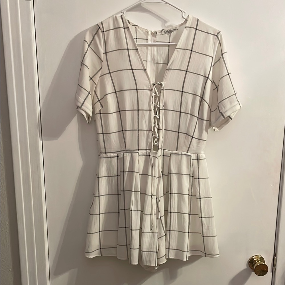 Charlotte Russe White and Black Checkered Romper